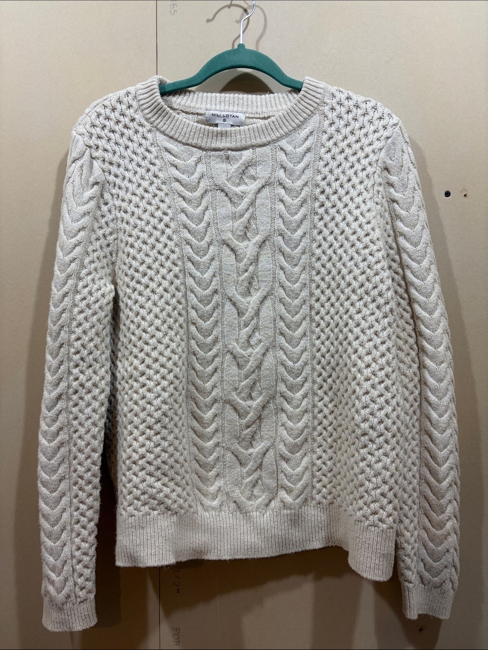 Nili Logan For Target White Cable Knit Crew Neck Sweater Size L